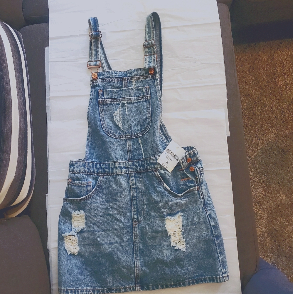 Blue jean overall skirt